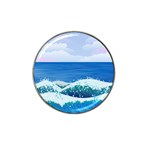 Illustration Landscape Sea Ocean Waves Beach Blue Hat Clip Ball Marker (4 pack) Front