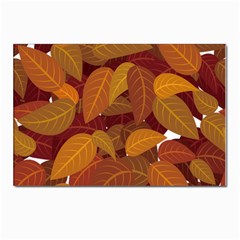 Watercolor Leaves Leaf Orange Postcard 4 x 6  (pkg Of 10) by Bakwanart