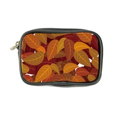 Watercolor Leaves Leaf Orange Coin Purse by Bakwanart