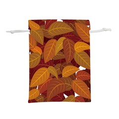 Watercolor Leaves Leaf Orange Lightweight Drawstring Pouch (l) by Bakwanart