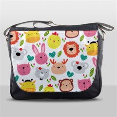 Cute Animals Cartoon Seamless Background Messenger Bag by Bakwanart