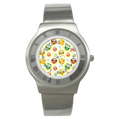 Owl Bird Cartoon Stainless Steel Watch by Bakwanart