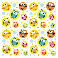 Owl Bird Cartoon Square Satin Scarf (36  X 36 ) by Bakwanart