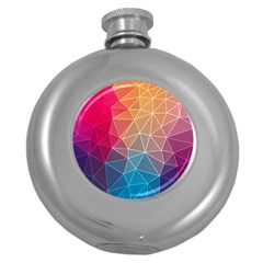 Multicolored Geometric Origami Idea Pattern Round Hip Flask (5 Oz) by Bakwanart