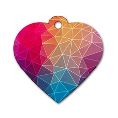 Multicolored Geometric Origami Idea Pattern Dog Tag Heart (two Sides) by Bakwanart