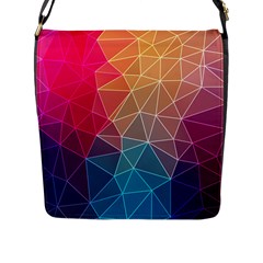 Multicolored Geometric Origami Idea Pattern Flap Closure Messenger Bag (l) by Bakwanart