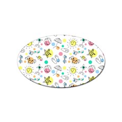 Summer Pattern Colorful Drawing Doodle Sticker Oval (100 Pack) by Bakwanart