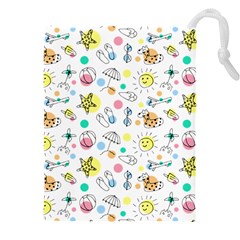 Summer Pattern Colorful Drawing Doodle Drawstring Pouch (5xl) by Bakwanart