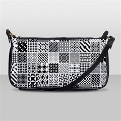 Black And White Geometric Patterns Shoulder Clutch Bag by Bakwanart