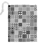 Black And White Geometric Patterns Drawstring Pouch (4XL) Back