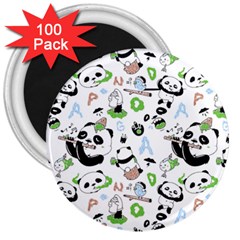 Giant Panda Bear Pattern 3  Magnets (100 Pack) by Bakwanart