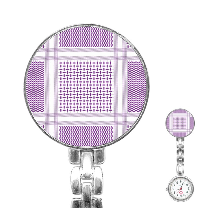 Square Purple Pattern Bead Purple Keffiyeh Purple Geometric Headdress Angle Violet Rectangle Stainless Steel Nurses Watch