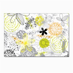 Doodle Flowers Hand Drawing Pattern Postcard 4 x 6  (pkg Of 10) by Bakwanart