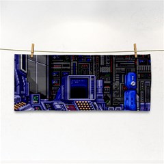 Blue Computer Monitor With Chair Game Digital Wallpaper, Digital Art Hand Towel by Bakwanart