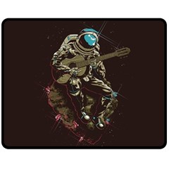 Astronaut Playing Guitar Parody Fleece Blanket (medium) by Bakwanart