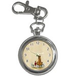 Tiger Sitting Beside Boy Painting Parody Cartoon Key Chain Watches Front