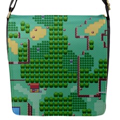 Green Retro Games Pattern Flap Closure Messenger Bag (s) by Bakwanart