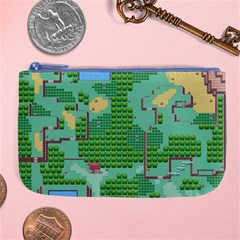 Green Retro Games Pattern Large Coin Purse by Bakwanart