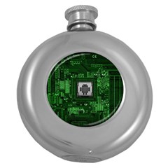 Technology Computer Chip Electronics Industry Circuit Board Round Hip Flask (5 Oz) by Bakwanart