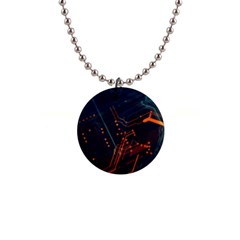 Abstract Colorful Circuit 1  Button Necklace by Bakwanart