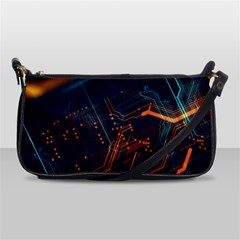 Abstract Colorful Circuit Shoulder Clutch Bag by Bakwanart