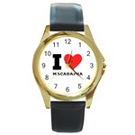 I love macadamia Round Gold Metal Watch Front