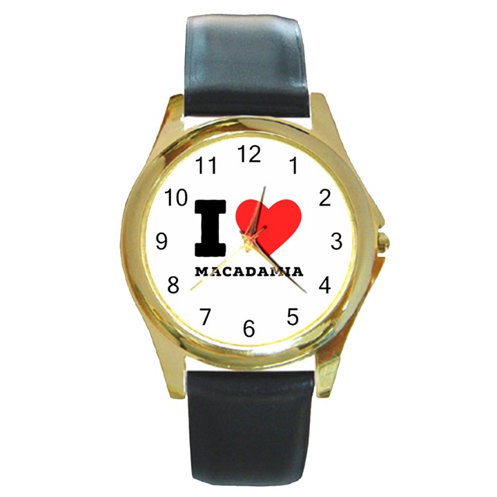 I love macadamia Round Gold Metal Watch