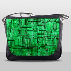 Green Circuit Board Computer Messenger Bag by Bakwanart