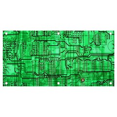 Green Circuit Board Computer Banner And Sign 4  X 2  by Bakwanart