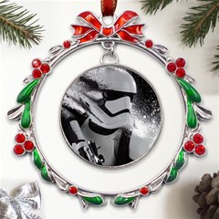 Stormtrooper Metal X mas Wreath Ribbon Ornament by Bakwanart