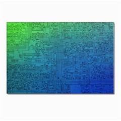 Blue And Green Circuit Board Wallpaper Circuit Board Sketch Postcards 5  X 7  (pkg Of 10) by Bakwanart