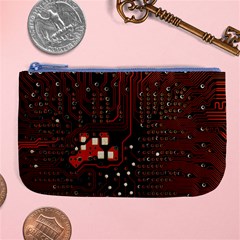 Red Computer Circuit Board Large Coin Purse by Bakwanart