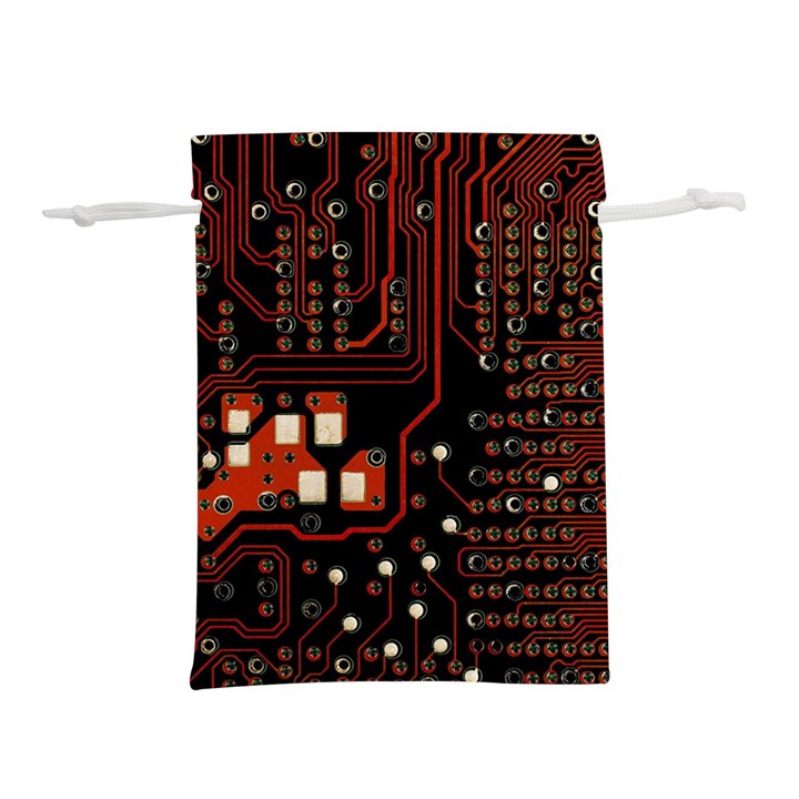 Red Computer Circuit Board Lightweight Drawstring Pouch (L)