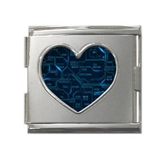 Technology Computer Circuit Boards Electricity Cpu Binary Mega Link Heart Italian Charm (18mm) by Bakwanart