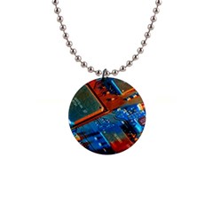 Gray Circuit Board Electronics Electronic Components Microprocessor 1  Button Necklace by Bakwanart