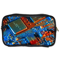 Gray Circuit Board Electronics Electronic Components Microprocessor Toiletries Bag (one Side) by Bakwanart