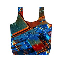 Gray Circuit Board Electronics Electronic Components Microprocessor Full Print Recycle Bag (m) by Bakwanart