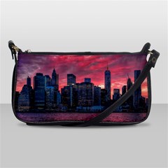 Skyline Sunset United States Reflection Usa,new York Manhattan Shoulder Clutch Bag by Bakwanart