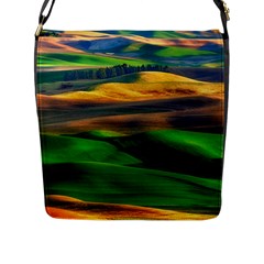 Grassland Nature Palouse Green Field Hill Sky Butte Flap Closure Messenger Bag (l) by Bakwanart