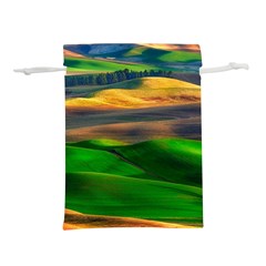 Grassland Nature Palouse Green Field Hill Sky Butte Lightweight Drawstring Pouch (l) by Bakwanart