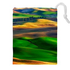 Grassland Nature Palouse Green Field Hill Sky Butte Drawstring Pouch (4xl) by Bakwanart