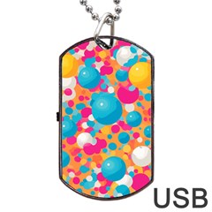 Circles Art Seamless Repeat Bright Colors Colorful Dog Tag Usb Flash (one Side) by 99art