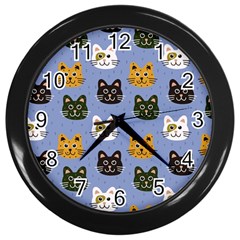 Cat Cat Background Animals Little Cat Pets Kittens Wall Clock (black) by 99art