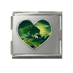 Landscape Scenery Nature Artwork Mega Link Heart Italian Charm (18mm) by 99art