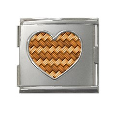 Wooden Weaving Texture Mega Link Heart Italian Charm (18mm) by 99art