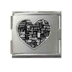 Music Pattern Black White Mega Link Heart Italian Charm (18mm) by 99art