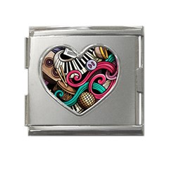 Doodle Colorful Music Doodles Mega Link Heart Italian Charm (18mm) by 99art