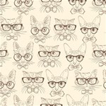 Seamless Pattern Hand Drawn-cats-with Hipster Accessories Play Mat (Square) Front