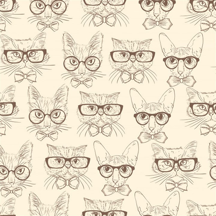 Seamless Pattern Hand Drawn-cats-with Hipster Accessories Play Mat (Square)