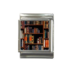 Assorted Title Of Books Piled In The Shelves Assorted Book Lot Inside The Wooden Shelf Italian Charm (13mm) by 99art